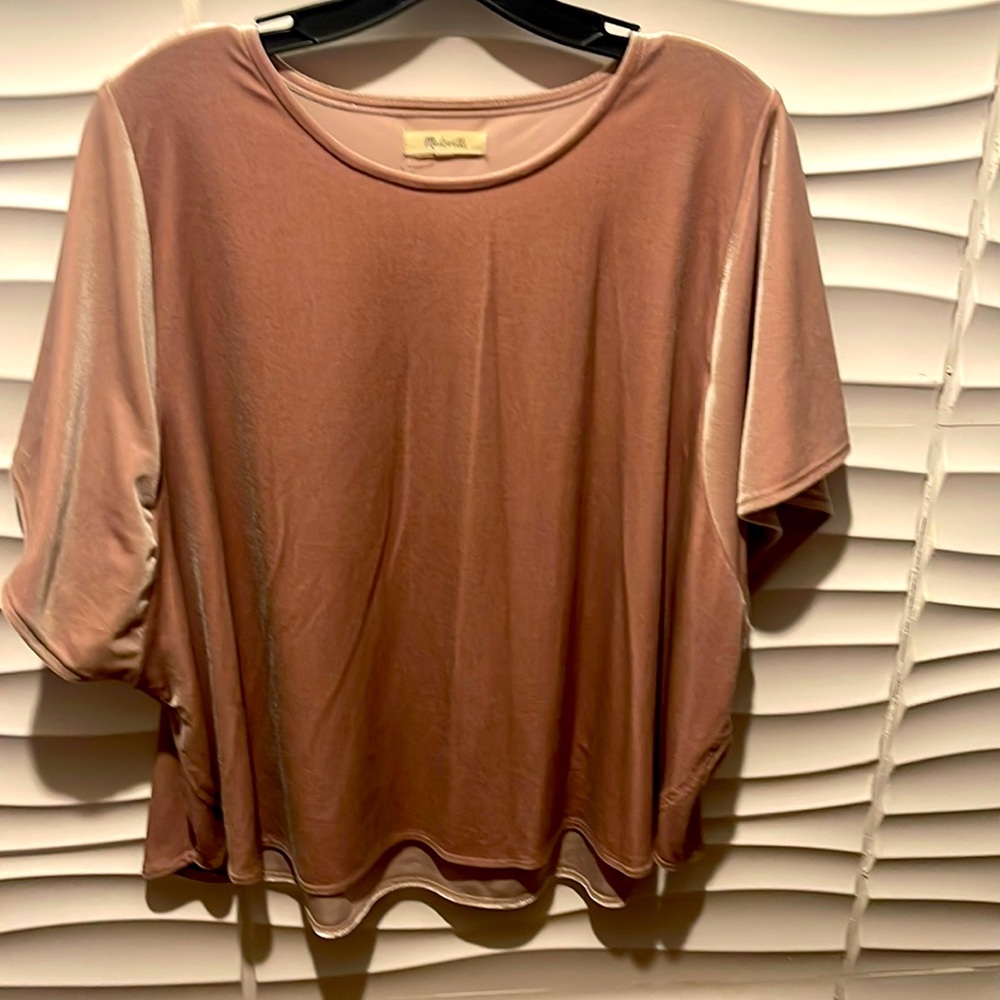Madewell blouse velvety champagne rose in color.
